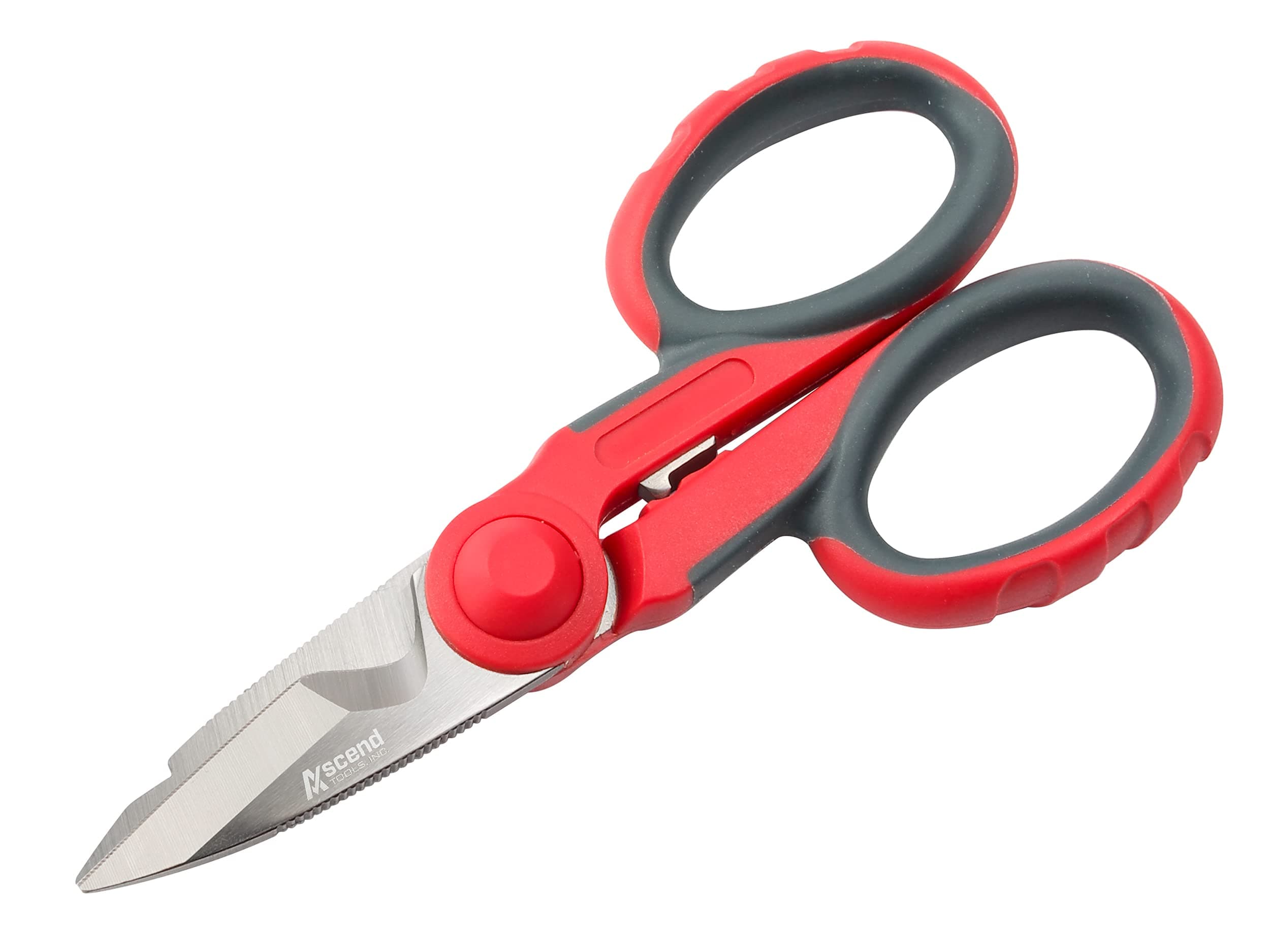 Multipurpose Electrician's Shears 5-1/2 inch - High Carbon Steel Serrated Blade, Cut/Strip Electrical Wire, Wire Cutting Notch, Crimp Terminals, Clean/file Electrical Boxes