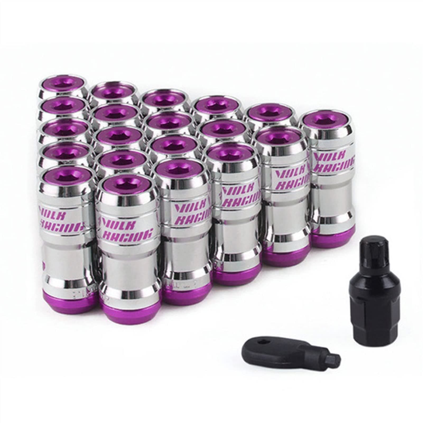 Wheel Lug Nut M12 X1.5 Or M12 X1.25 Authentic Acorn Racing Lug Wheel Nuts Screw 20PCS Car Replacement for Volk Wheel Nut Caps (Color : Purple, Size : M12x1.5)