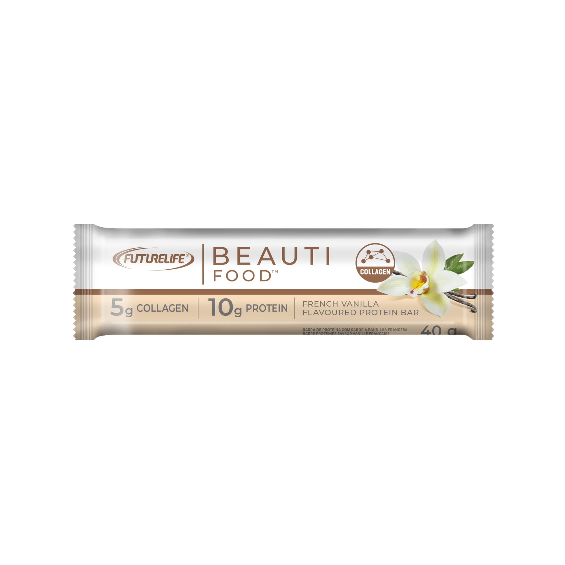 FUTURELIFE Beauti Food | French Vanilla Flavor | 4 Pack of Nutritional Bars | High in Protein | 5g Hydrolyzed Collagen Peptides | Promotes Hair, Nail, Skin & Joint Health |