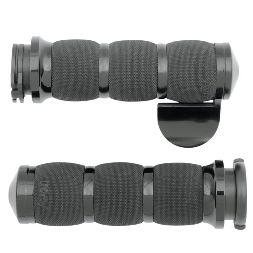 AVON Air Cushioned Cable Throttle Grips Black w/Throttle Boss