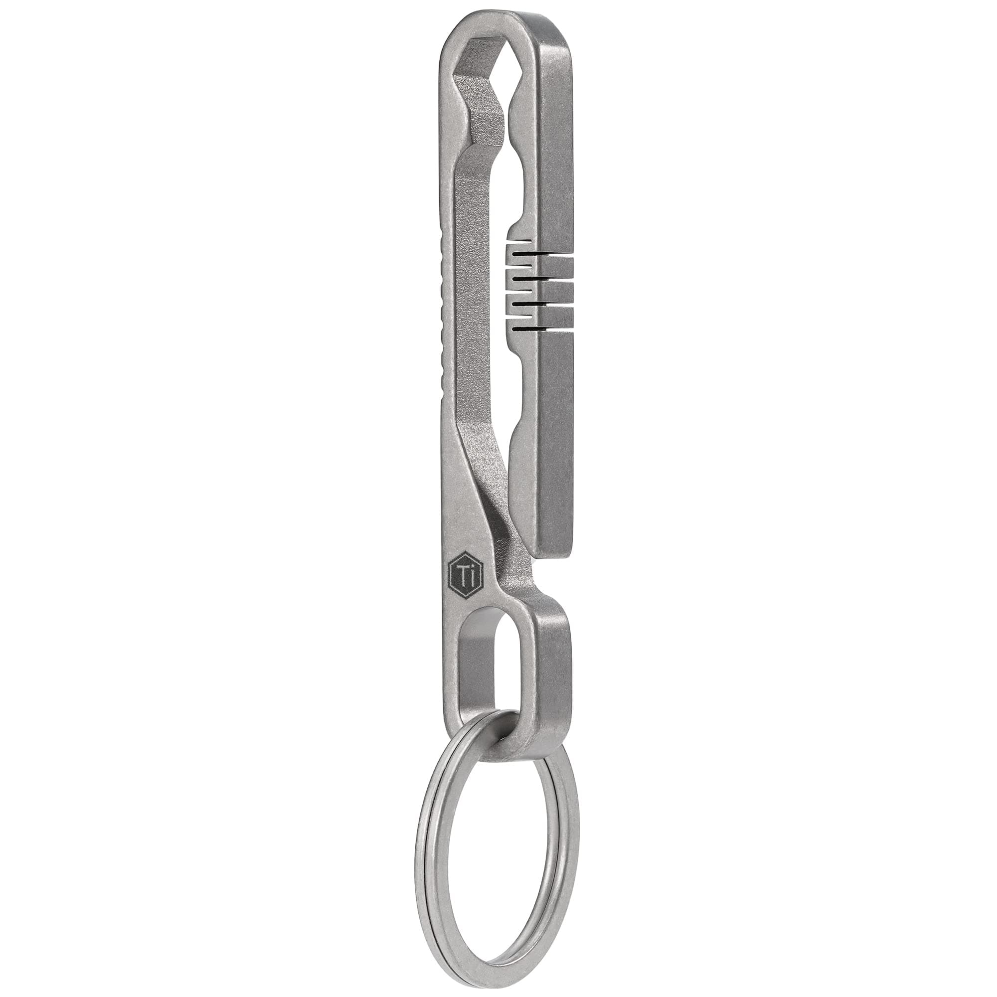 KeyUnity KM07 Titanium Keychain Pocket Clip,2 in 1 Belt Keychain with Hex Screwdriver,Portable Hanging Loop for Men Women Daily Use,Sandblasted