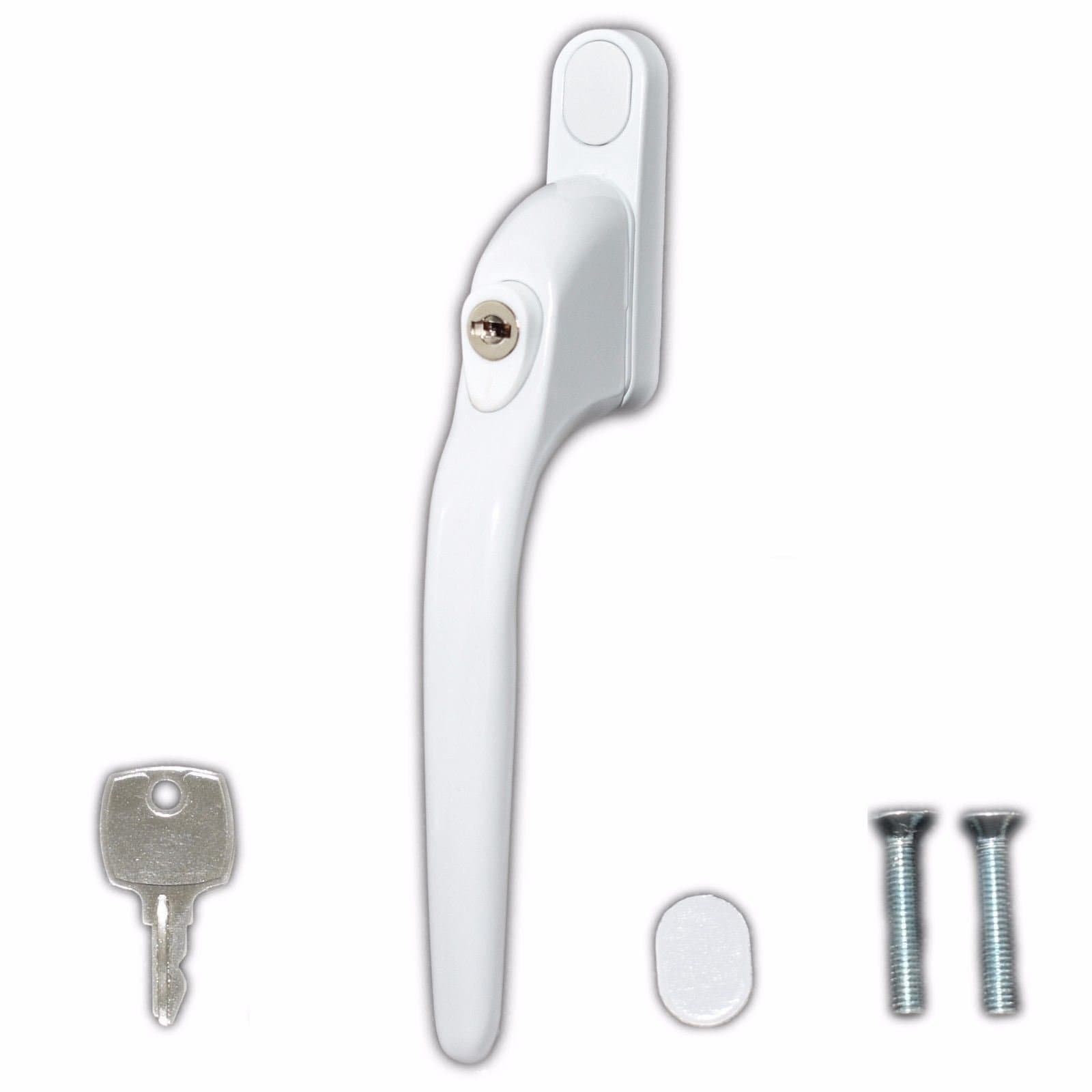 uPVC Universal Window Handle Inline Double Glazing Key Locking Espag Lock PVC White
