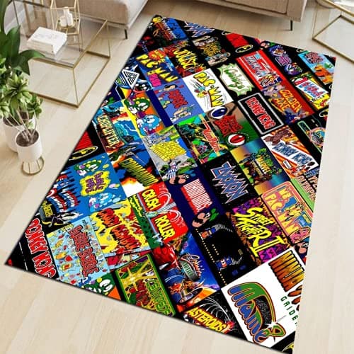 Retro Games Area Rug, Classis Game Collection Area Rug, Classic Gaming Rug, Game Room Carpet, Retro Gaming Area Rug, Gamer Vintage Rug, Gaming Room Rug 24x36, 36x60, 48x72