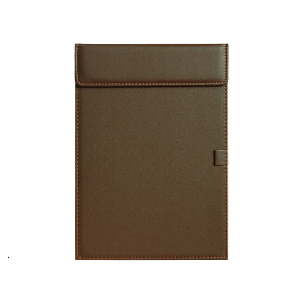 NJ Ultra Smooth PU Leather Clipboard, Business Meeting Conference Magnetic Writing Pad, A4 File Paper Clip Board Pad, Hotel Guest Room Paper Holder Hardboard with Pen Holder Loop: Brown