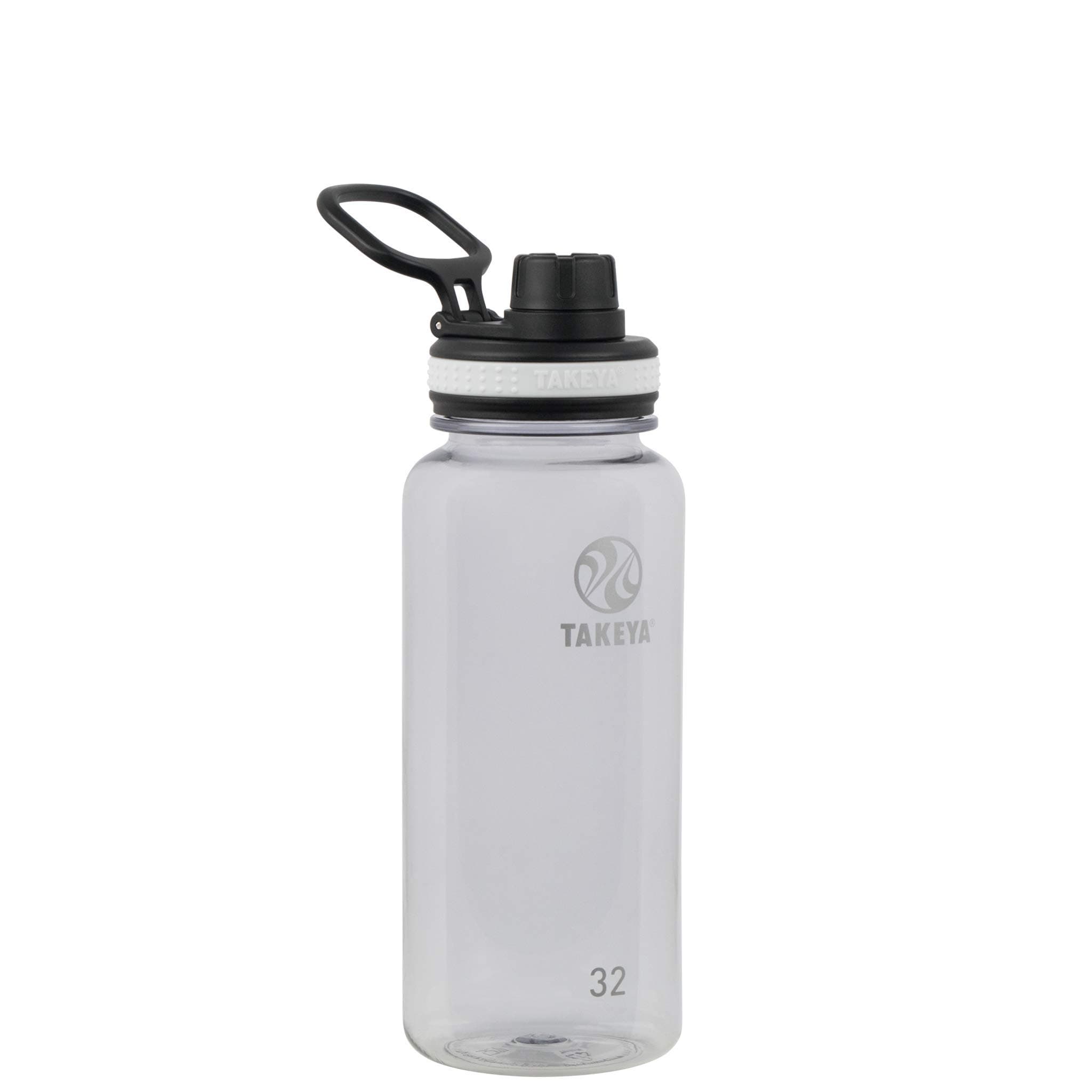 Tritan Sport Water Bottle with Spout Lid - BPA-Free & Dishwasher-Safe Water Bottle - Reusable Bottle with Lid Handle - Simple Leak-Proof Water Bottle - 32 oz, Clear