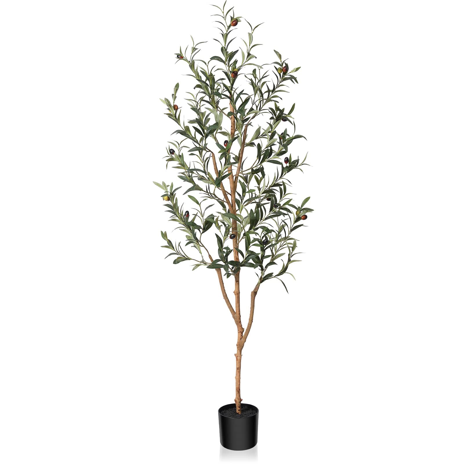 Kazeila Artificial Olive Tree 5FT Tall Faux Silk Plant for Home Office Decor Indoor Fake Potted Tree with Natural Wood Trunk and Lifelike Fruits