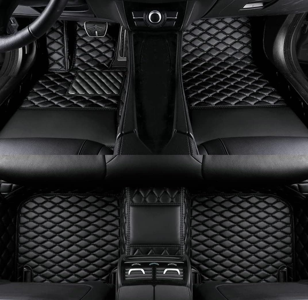 - Custom car Floor mats Suitable for 99% car Truck SUV,car mats All Weather Personalized,Full Coverage Luxury Car Mats, Anti-Slip Leather Floor mats. (Pure Black)
