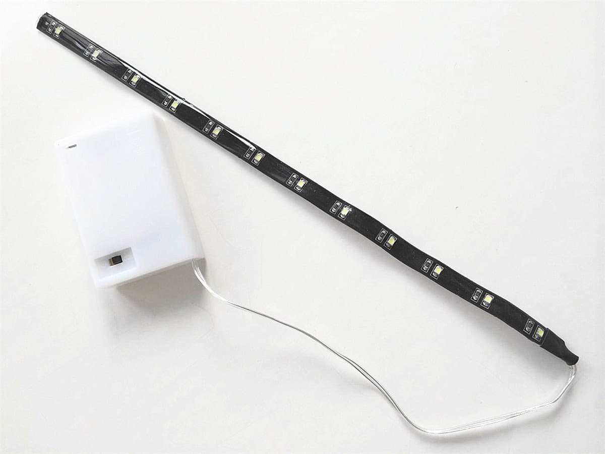 LED Light Strip white 30cm 11.8in. + Battery box + Switch, battery powered