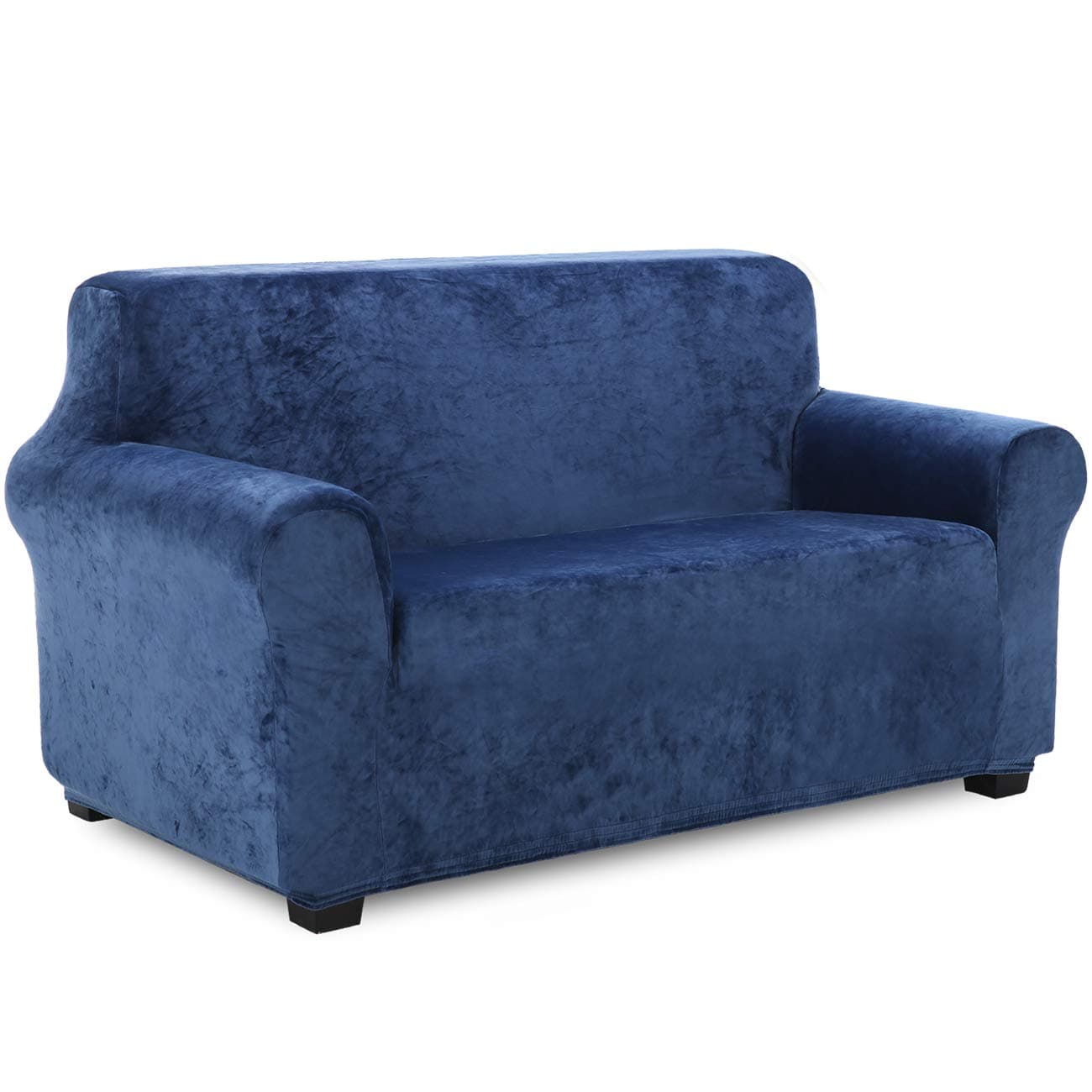 TIANSHU Velvet Fleece Loveseat Cover,Soft Plush Loveseat Slipcover, 1 Piece High Stretch Couch Covers for 2 Cushion Couch, Stylish Furniture Cover Protector(Loveseat,Aegean Blue)