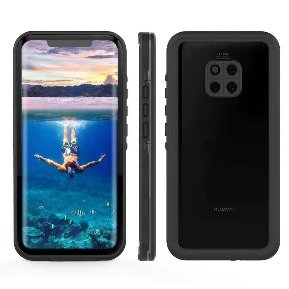 Huawei Mate 30 Phone Case Clear,IP68 Waterproof Shockproof Full Body Protective Case with Built-in Screen Protector Cover for Huawei Mate 30 (2019 Release) (Mate 20 Pro, Black)