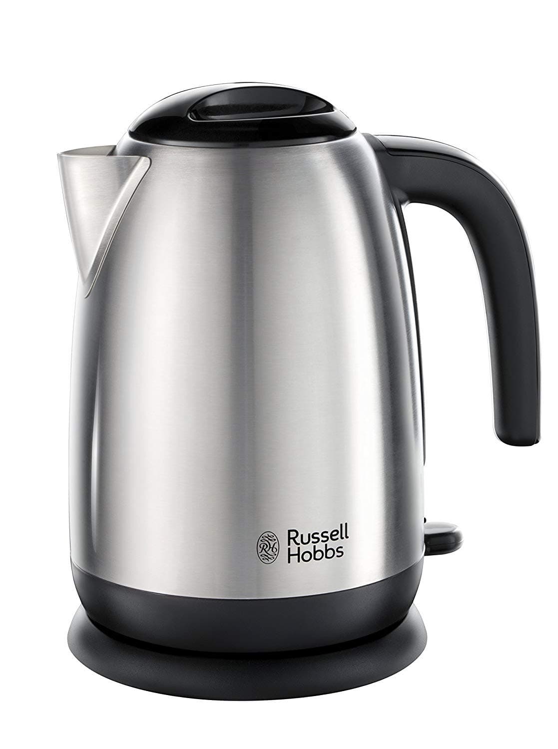 Stainless Steel & Black Electric 1.7L Cordless Kettle with black handle (Fast Boil 3KW, Removable washable anti-scale filter, Pull off lid, Perfect pour spout) 23911