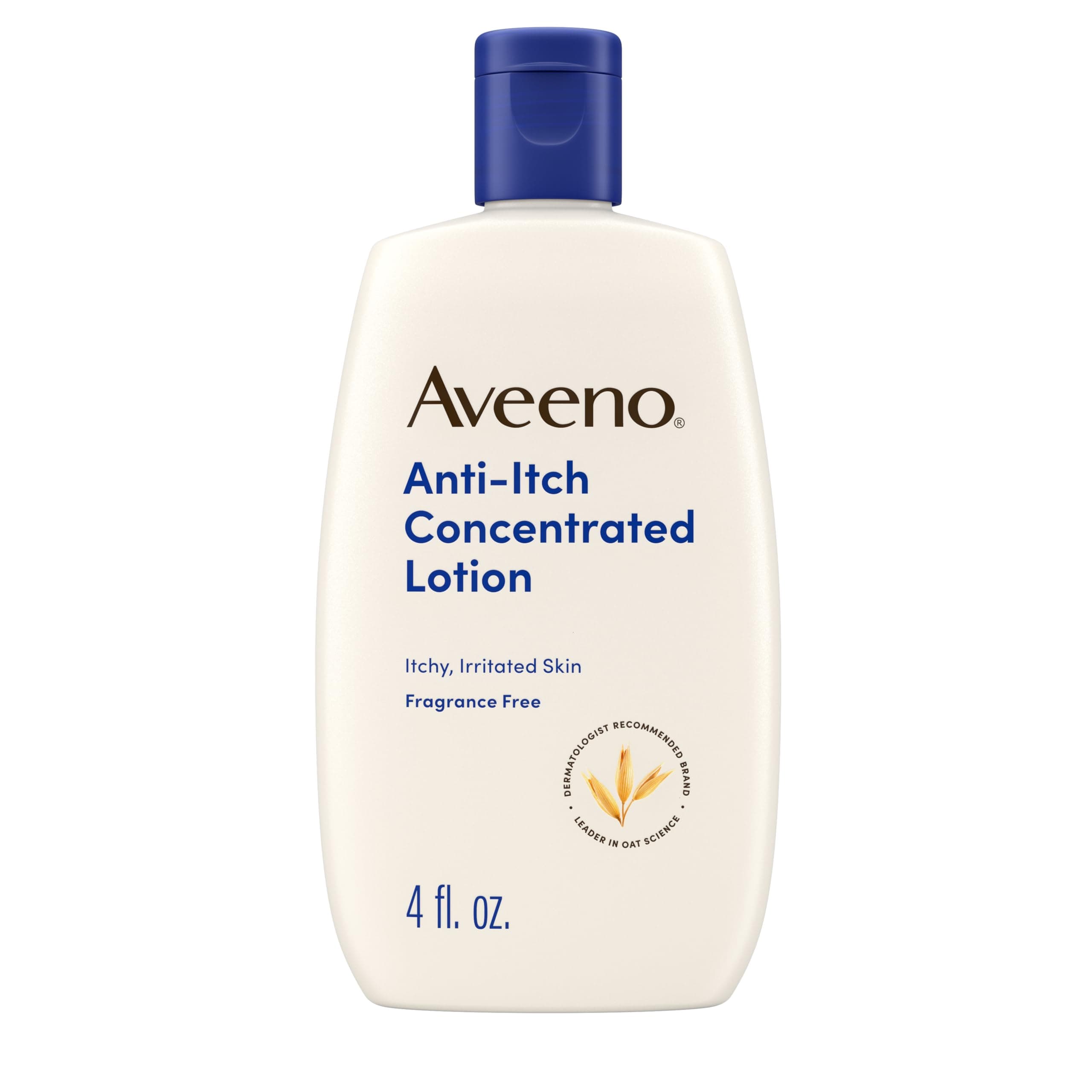 Aveeno Anti-Itch Concentrated Lotion with Calamine, Pramoxine HCl, & Triple Oat Complex, Skin Protectant, Fast-Acting Itch Relief from Poison Ivy, Insect Bites, & Minor Burns, 4 fl. oz