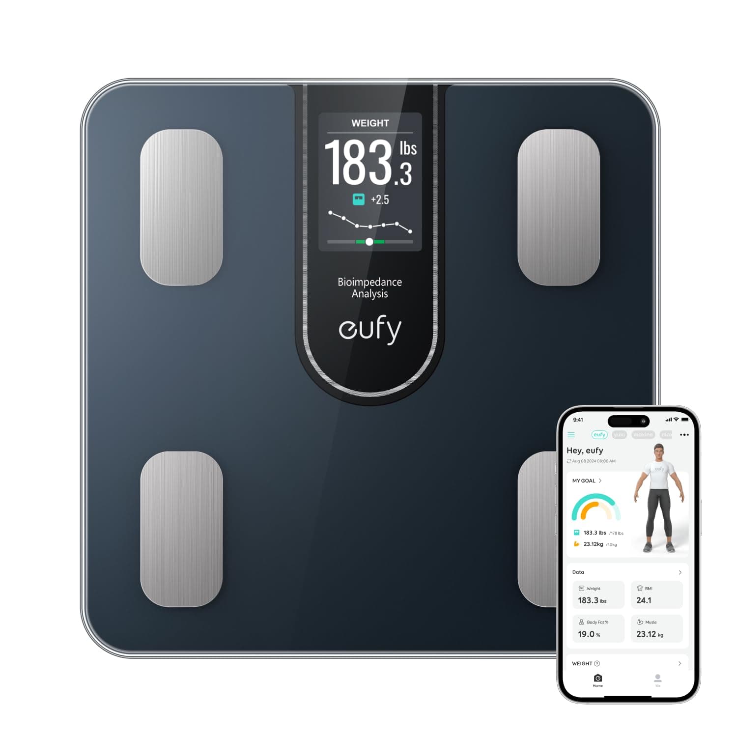 Scales for Body Weight, eufy Smart Bathroom scales C20 with Large TFT Screen, All-in-One Display for Offline Use, Bluetooth, Weighing Scales With 16 Metrics, BMI, Multi-Modes, High Accuracy