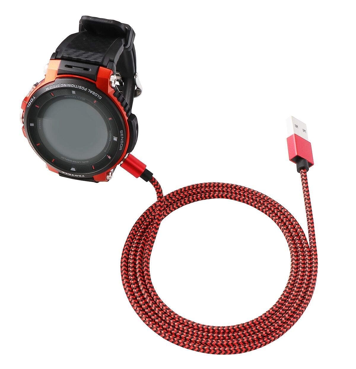 Nylon Magnet Charging Cable Compatible with CASIO GSW-H1000,Pro Trek Touchscreen Smart Watch WSD-F30,Wwsd-F21,SD-F20,WSD-F10 Charger