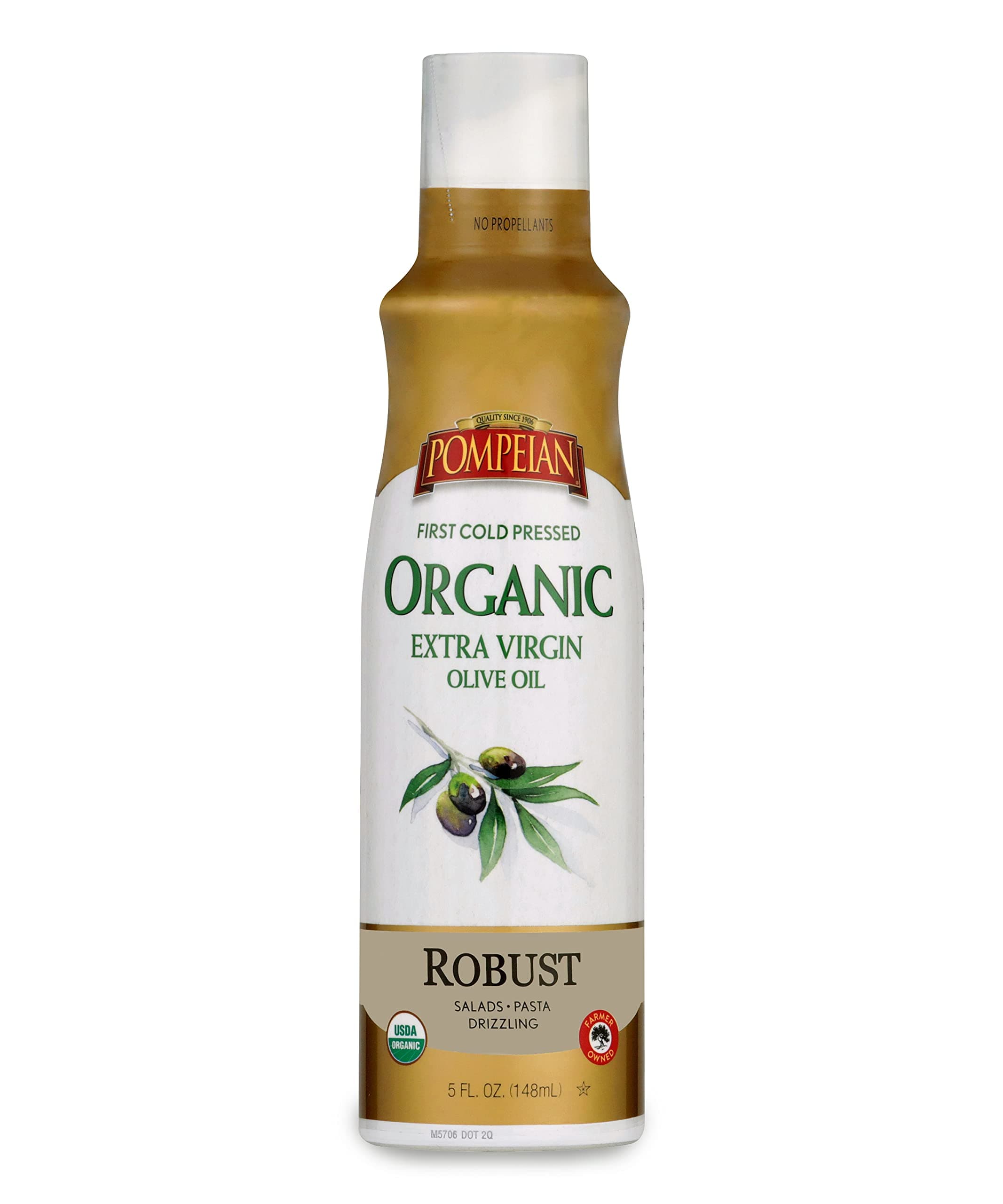 Pompeian USDA Certified Organic Extra Virgin Olive Oil Non-Stick Cooking Spray, No Propellants, 5 Fl Oz