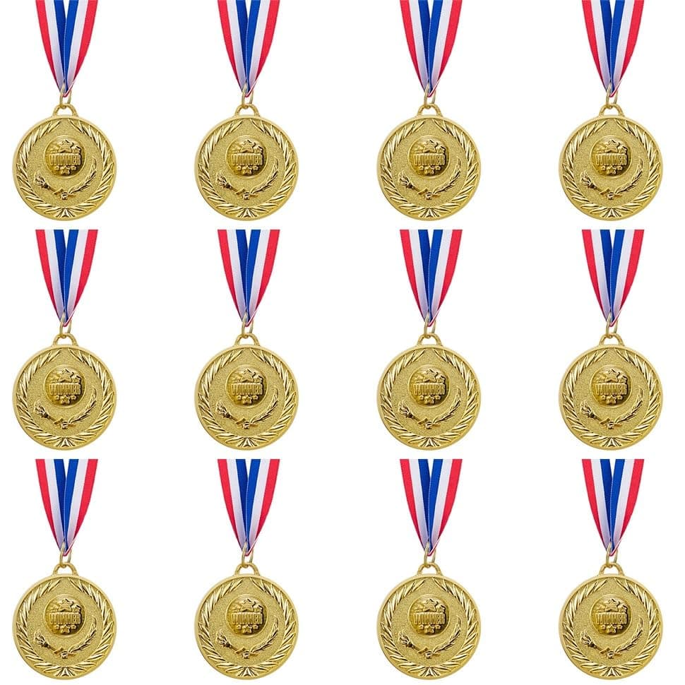 Abaokai 12 Pieces Gold Award Medals-Winner Medals Gold Prizes for Sports, Competitions, Party, Spelling Bees, Olympic Style, 2 Inches