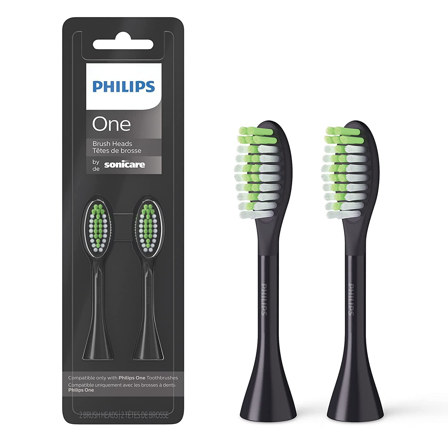 Sonicare Philips One by, 2 Brush Heads, Shadow Black, BH1022/06