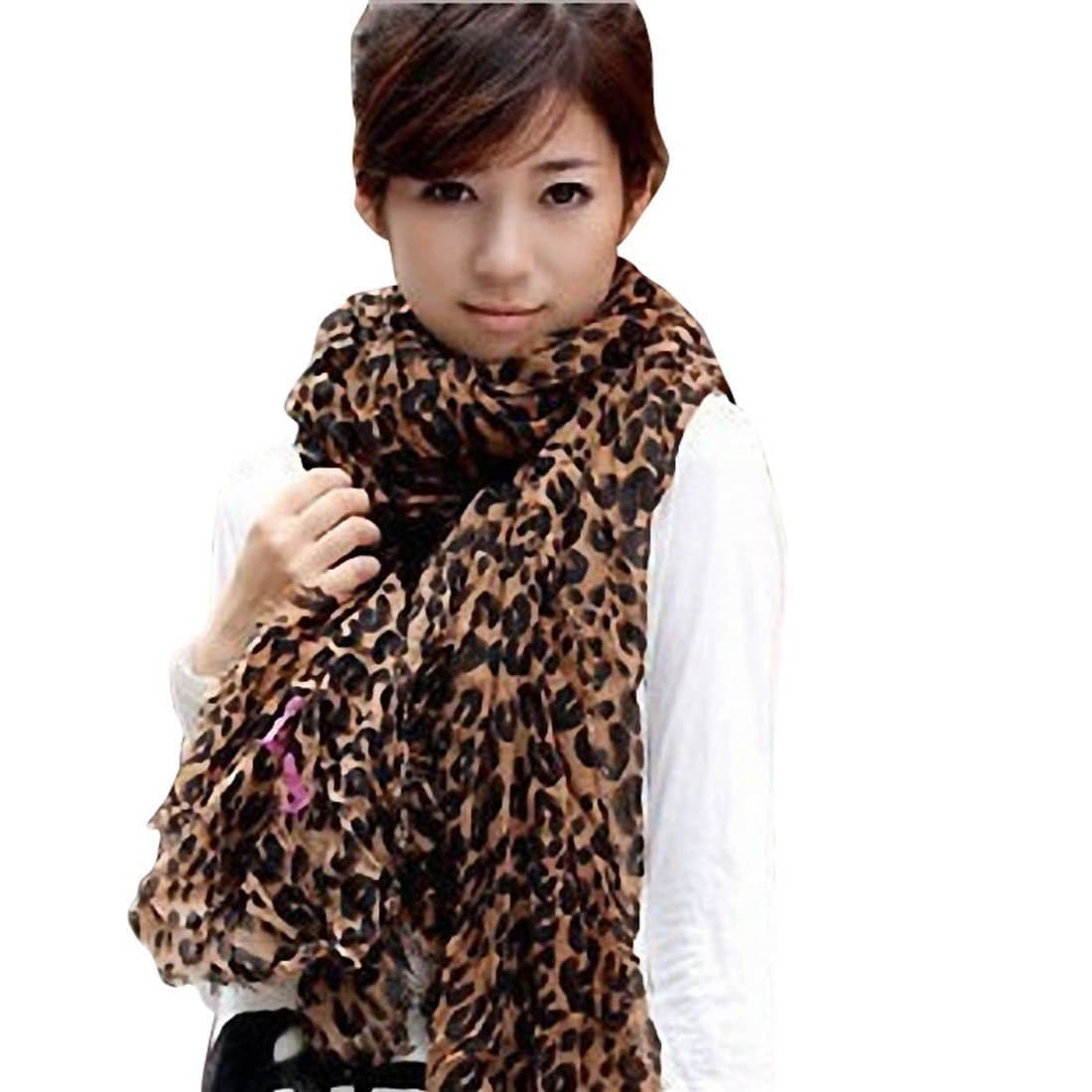 Suppion 1pc Fashion Long Style Wrap Lady Shawl Leopard Chiffon Scarf Scarves Stole (Leopard)