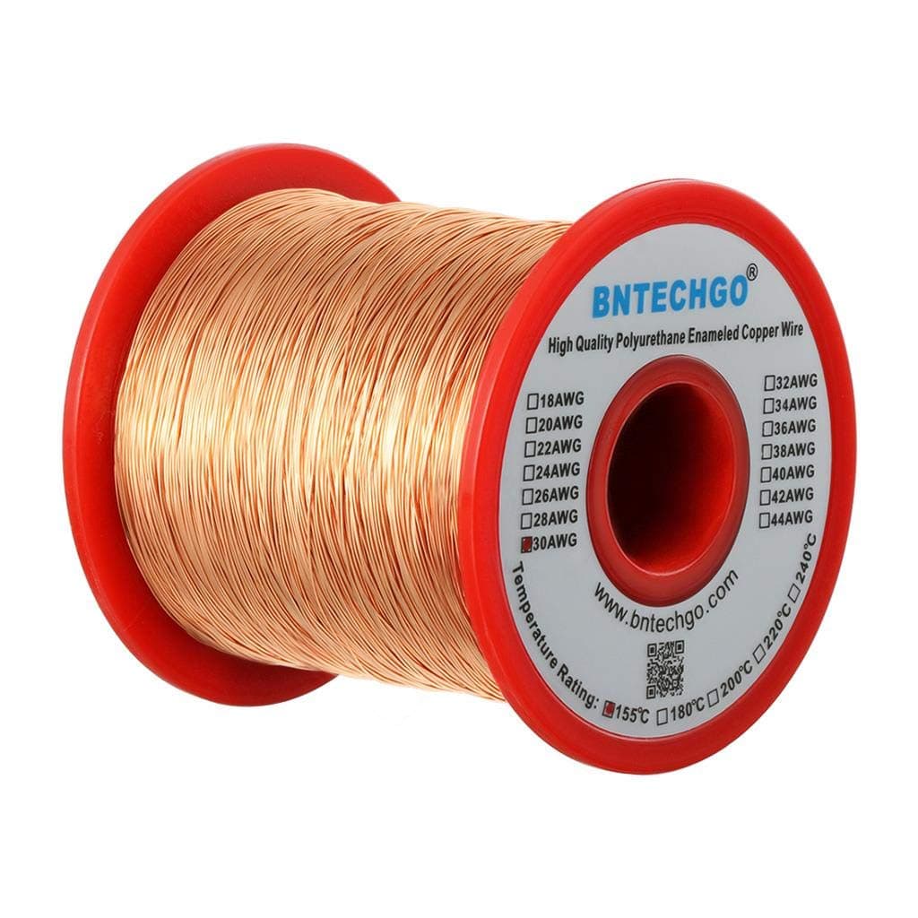 BNTECHGO 30 AWG Magnet Wire - Enameled Copper Wire - Enameled Magnet Winding Wire - 1.0 lb - 0.0098" Diameter 1 Spool Coil Natural Temperature Rating 155℃ Widely Used for Transformers Inductors