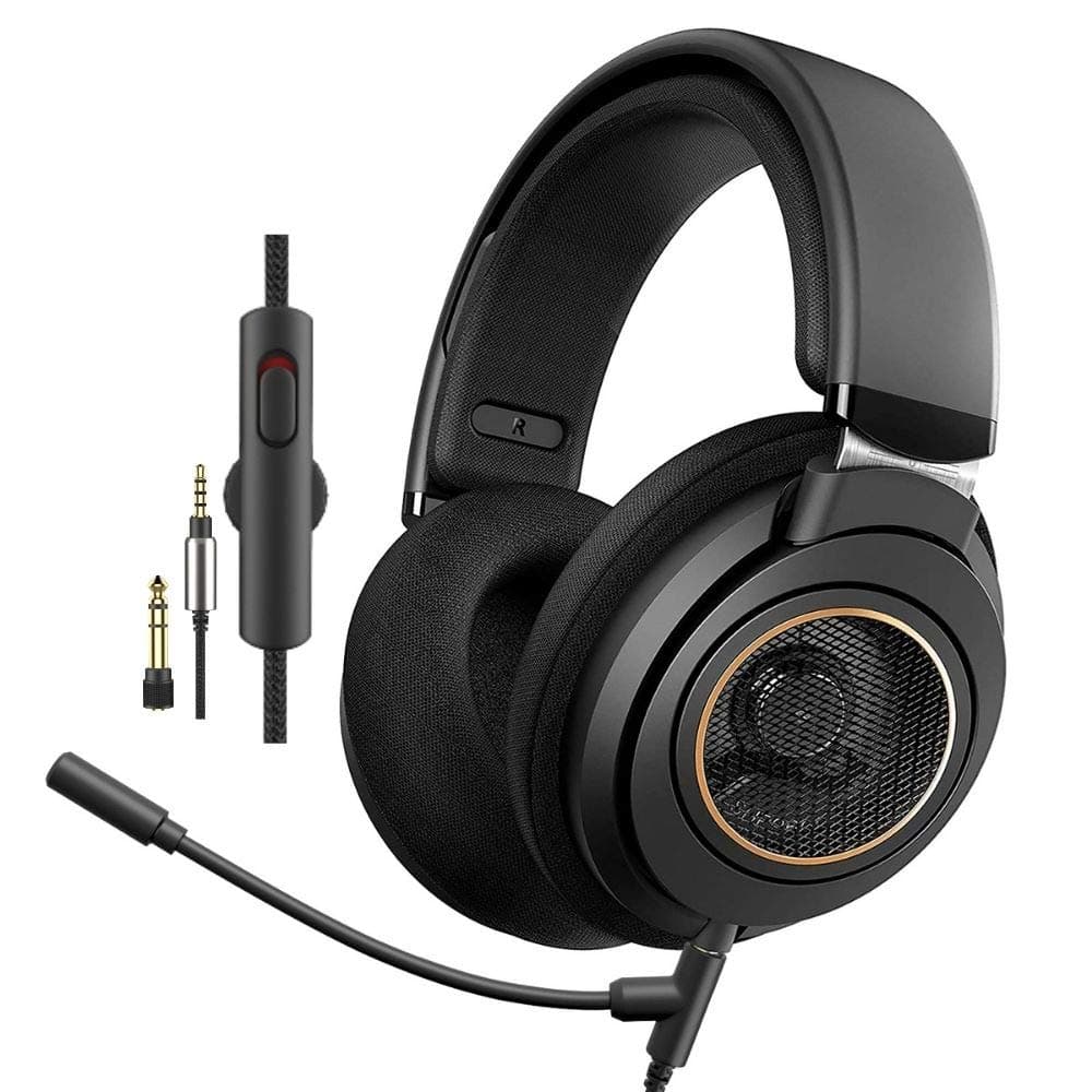 PHILIPS Over The Ear Studio Headphones for Recording Open Back Gaming Headset with Microphone Studio Monitor Headphones for PC DJ Music Piano Guitar with Detachable Mic and Audio Jack SHP9600MB