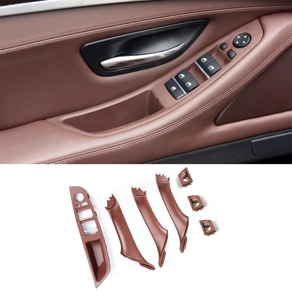 Car Door Handle Cover for BMW 5 Series F10 2011-2016 Interior Door Handles Replace Trim Cover 520i 528i 530i 535d 535i 550i (Reddish Brown)