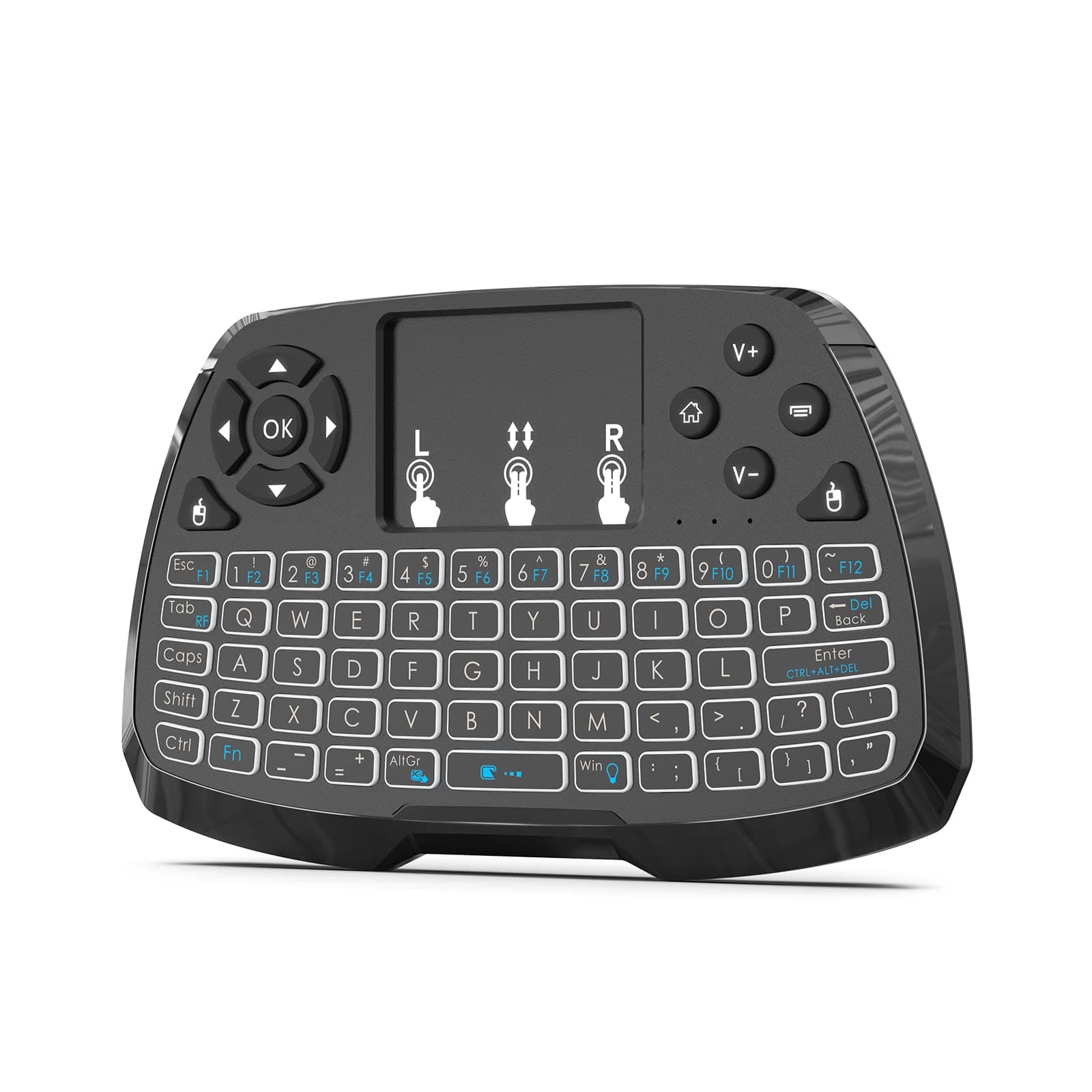 A3 Mini Keyboard with Touchpad -2.4GHz & Bluetooth Dual-Mode, 7-Clolor Backlit, Rechargeable, Handheld Keyboard & Mouse Combo for Smart TV/PC/Android TV/PS4/MacOS/Tablet