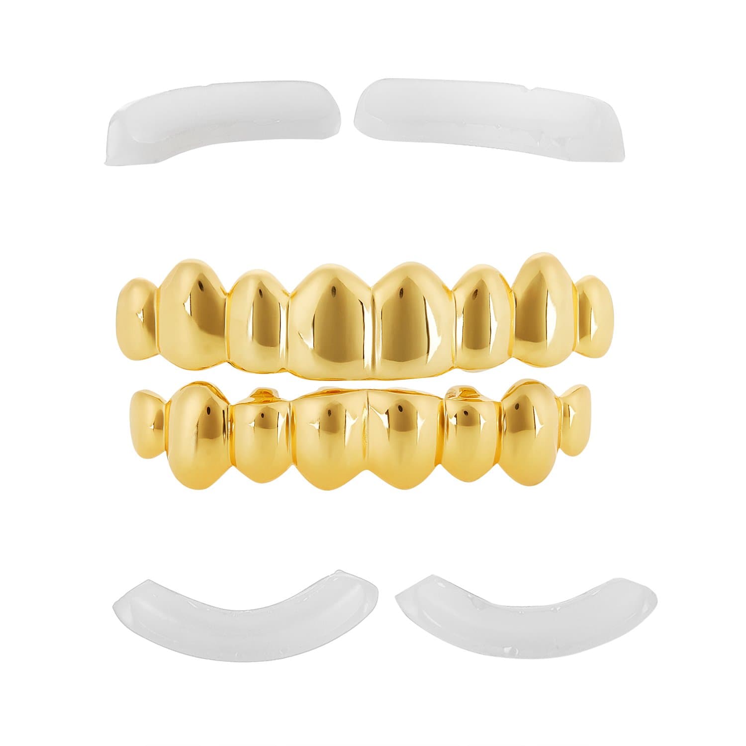 Solid 925 Sterling Silver Custom Fit Top & Bottom Grillz Set 8 Teeth