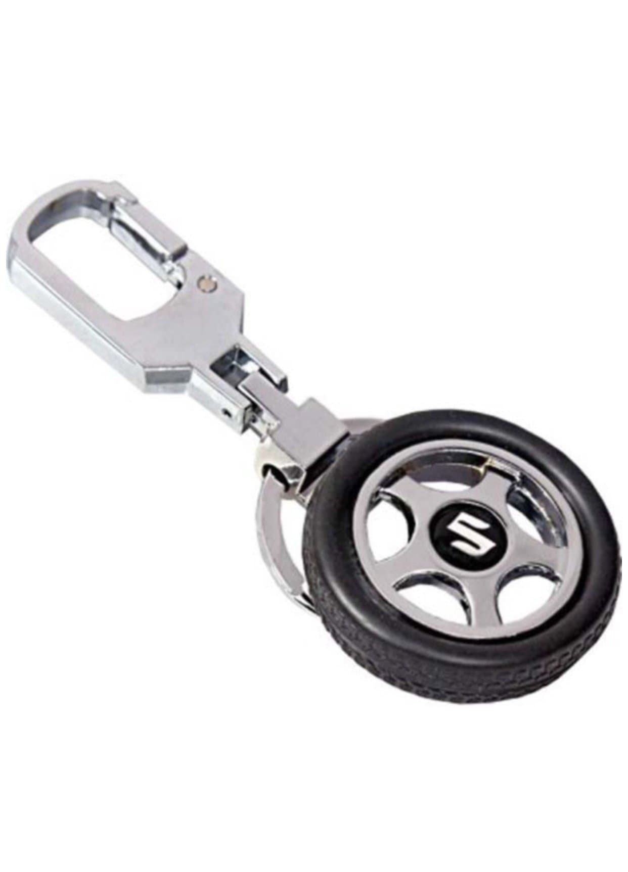 EASY4BUY Spinning Tyre Rotary Wheel Locking Metal Keychain/Keyring/Key Ring/Key Chain Maruti Suzuki, Black