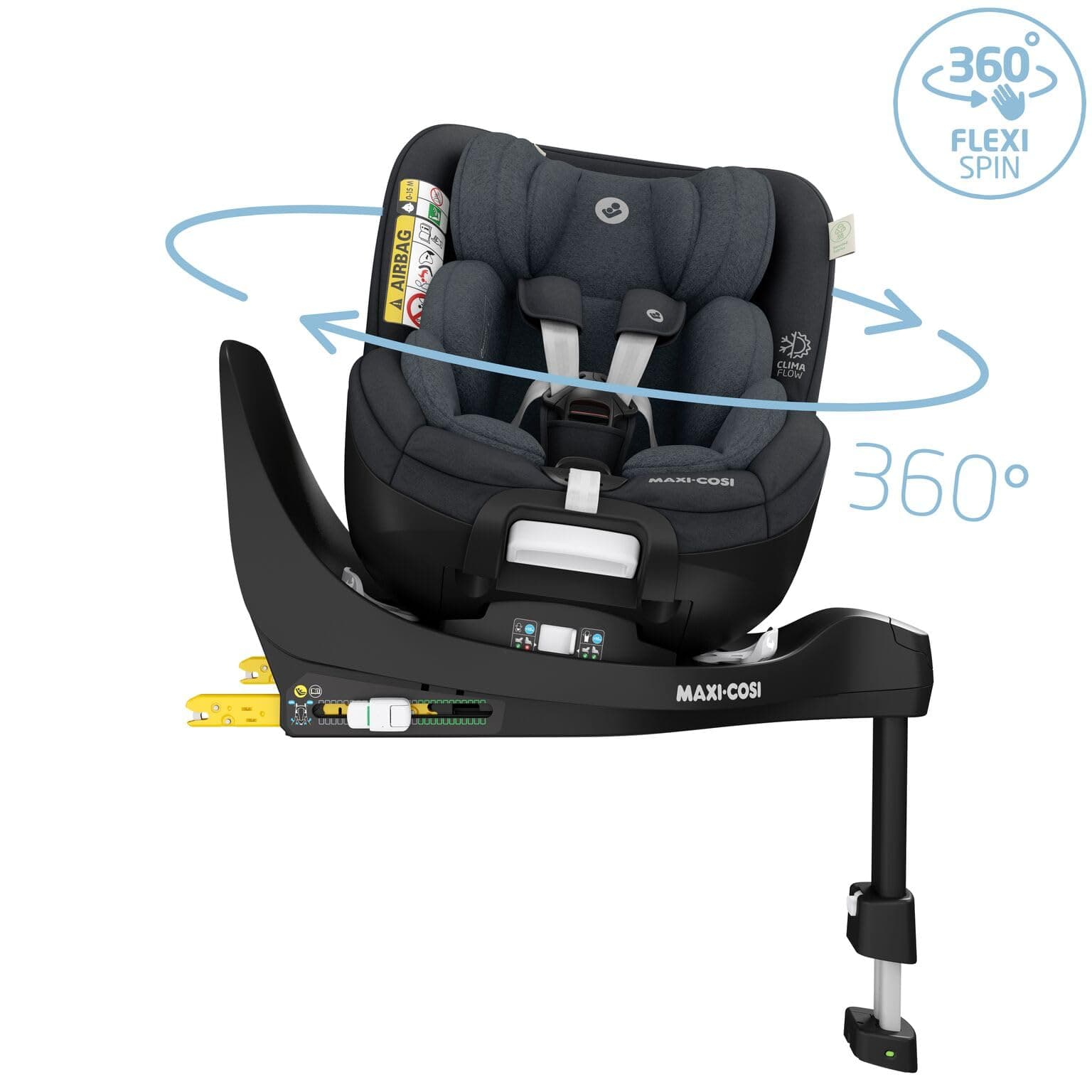Maxi-Cosi Mica PRO ECO i-Size AUTHENTIC GRAPHITE (Newborn to 4 Years Old) 360 Degree Rotating Base Integrated Child Seat QNY8515550110