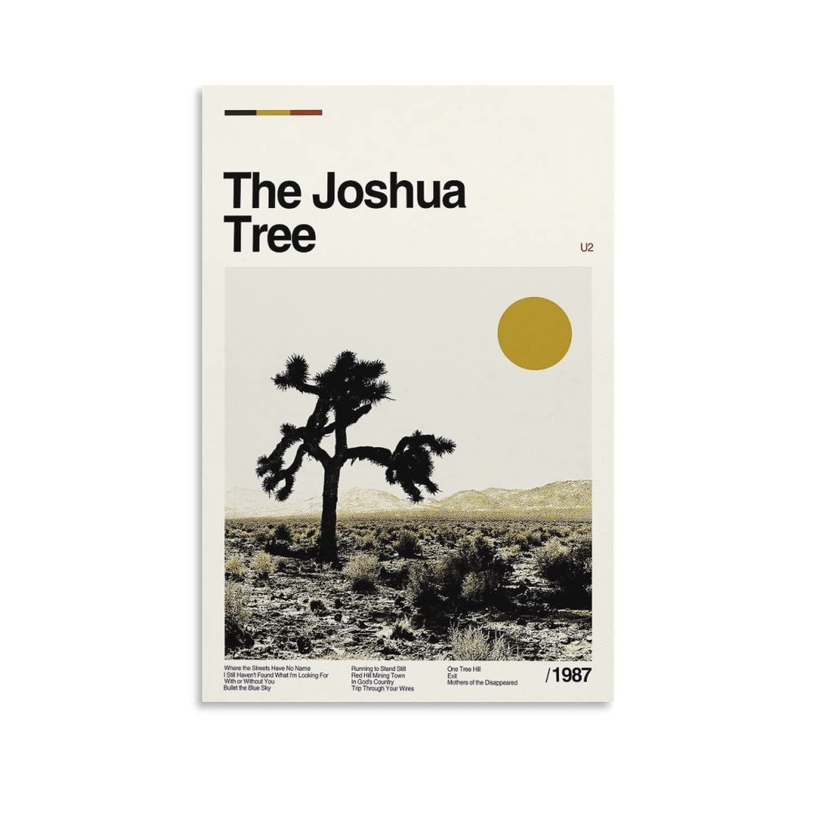 MAHWER U2 The Joshua Tree 1987 Canvas Poster Wall Decorative Art Painting Living Room Bedroom Decoration Gift Unframe-style12x18inch(30x45cm)