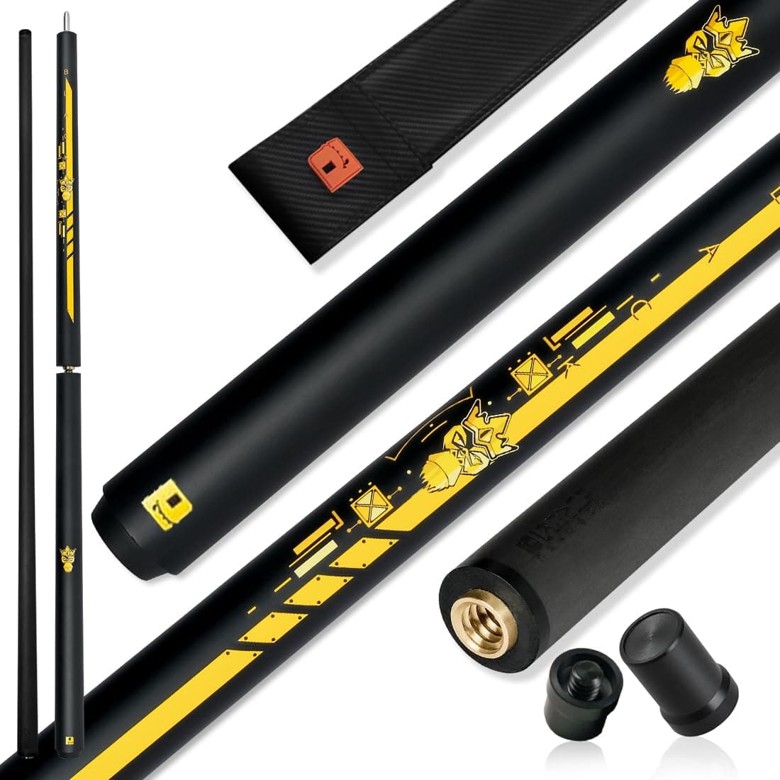 - Little Monster Carbon Fiber Break Jump Cue 3-Piece Jump Cue Break Pool Cue Stick 19.5oz 12.9mm Tip with Soft Bag