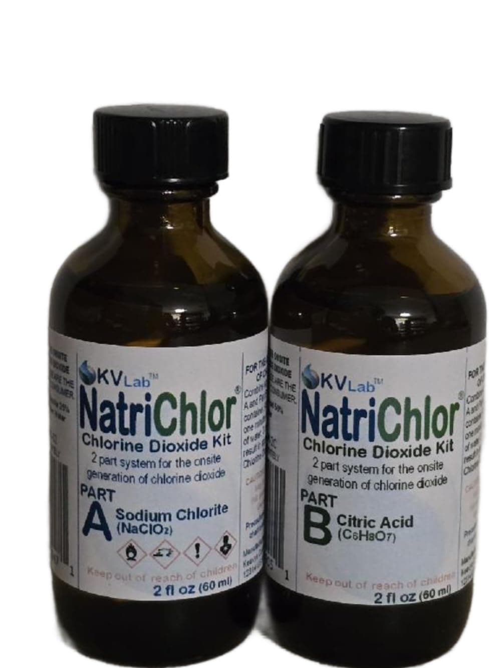 Chlorine Dioxide Water Treatment Two Part Liquid Classic 1:1 Set Citric Acid 50% : Sodium Solution