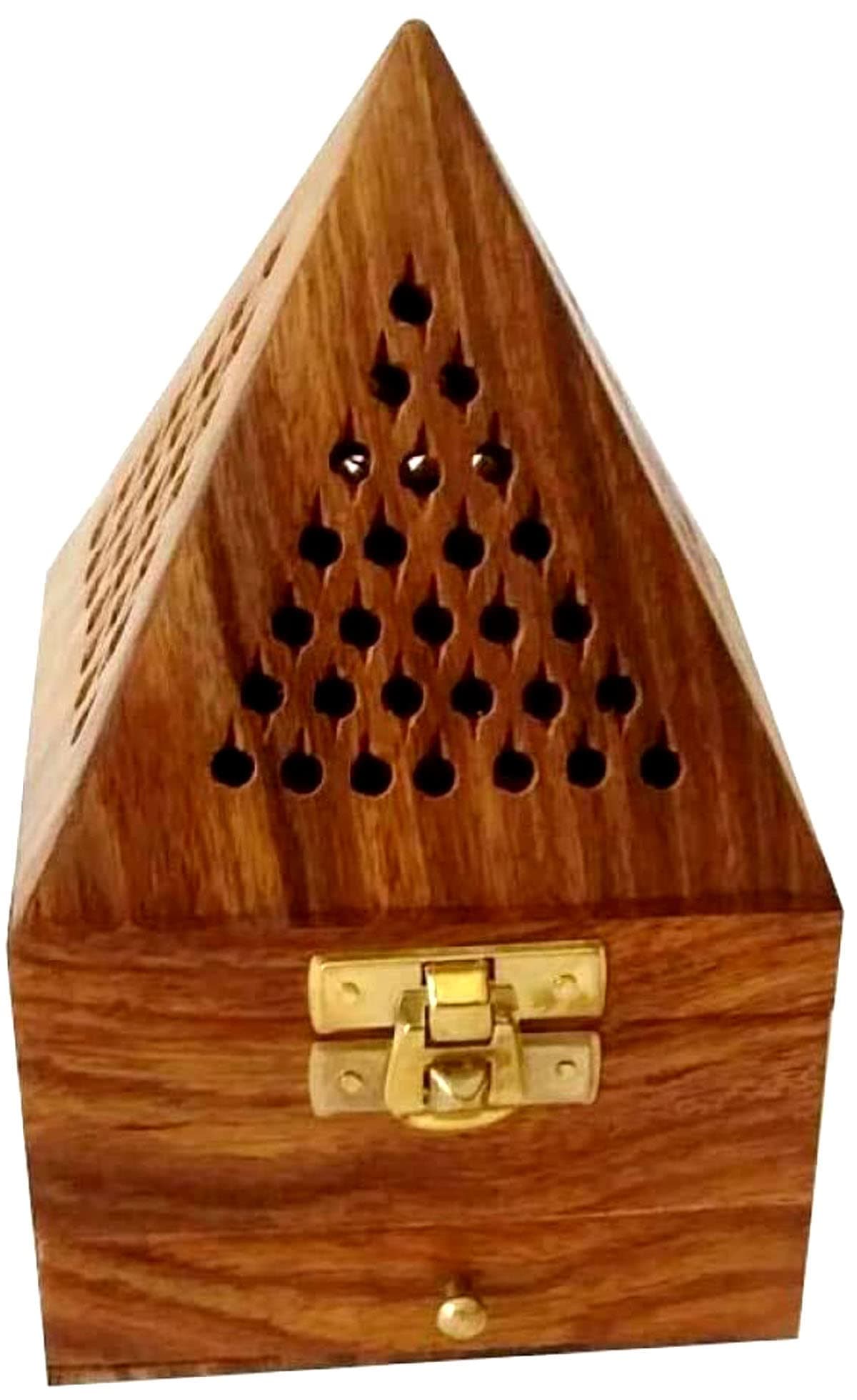 Saqoware Wooden Incence-Bakhoor Burner Pyramid shape Wooden Bakhoor Burner Medium Size