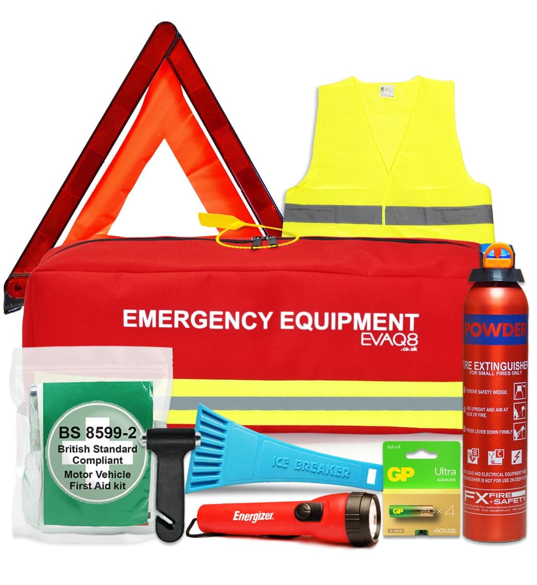 Advanced Car Safety Kit with BSI First Aid Kit and Extinguisher