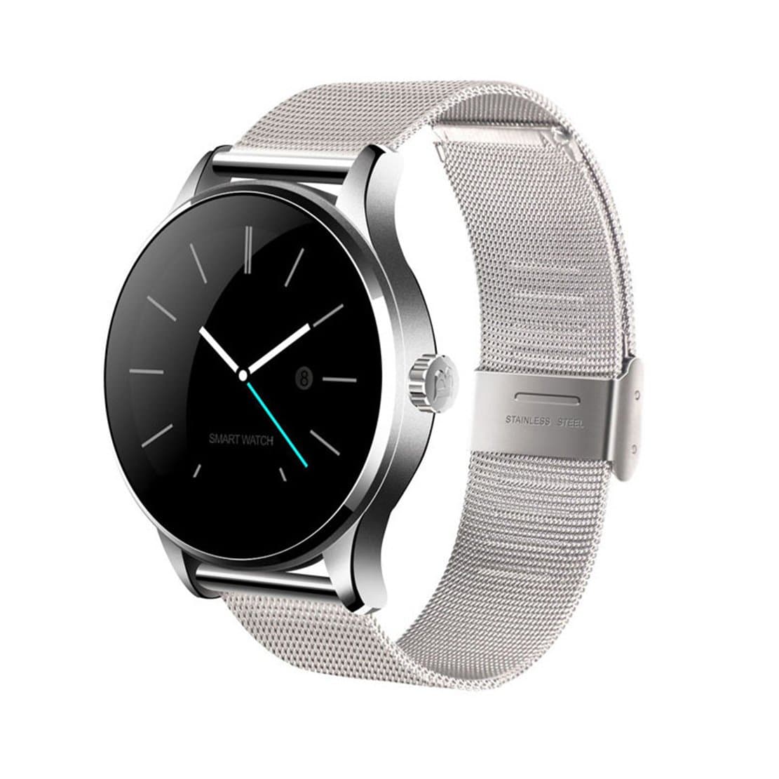 Smart Wrist Watch with Heart Rate Monitor Bluetooth Watch,IP54 Waterproof,Dust Proof for iOS Android(Stainless Steel Band) (Silver)