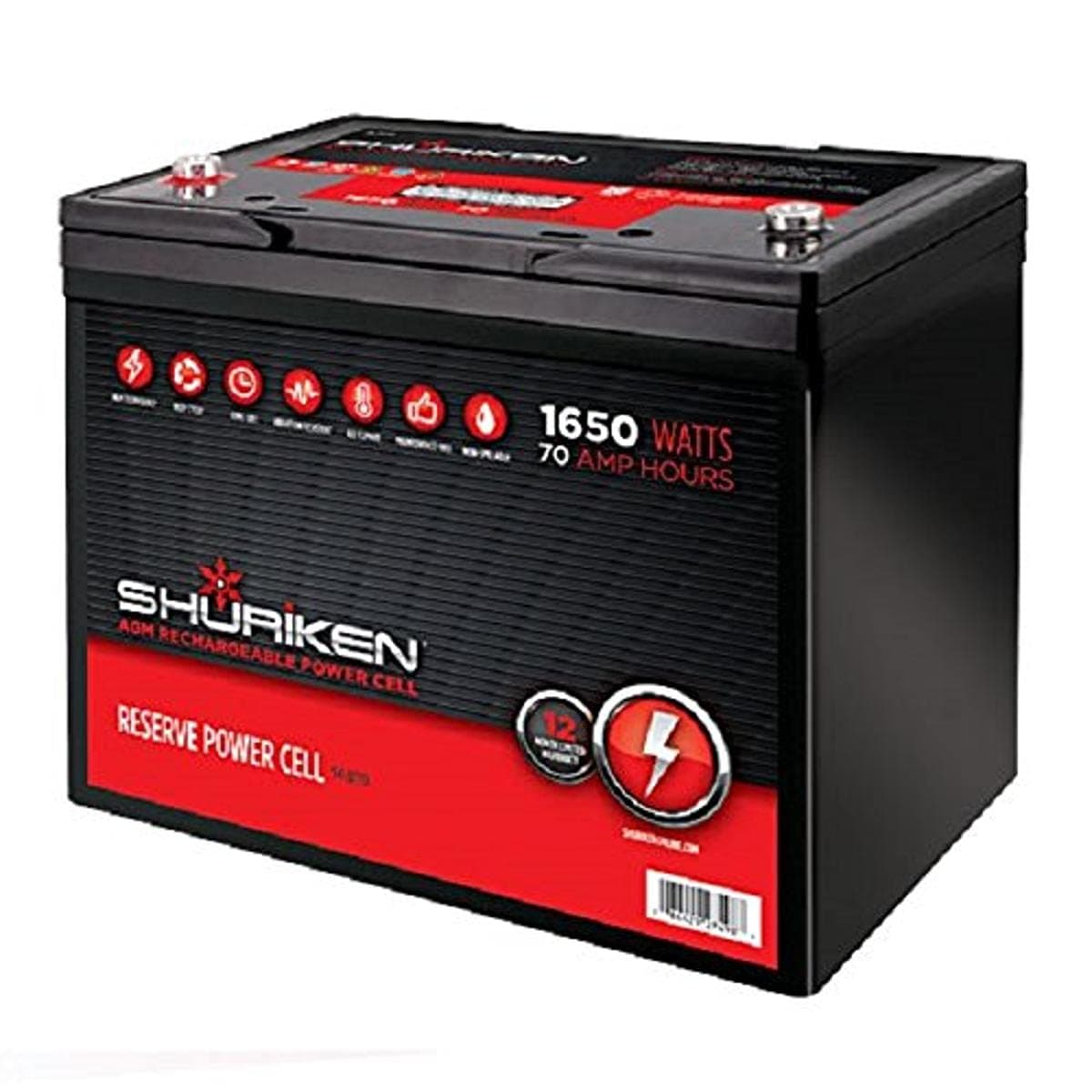 SHURIKEN 650W 55AMP Compact Dual Post AGM Battery