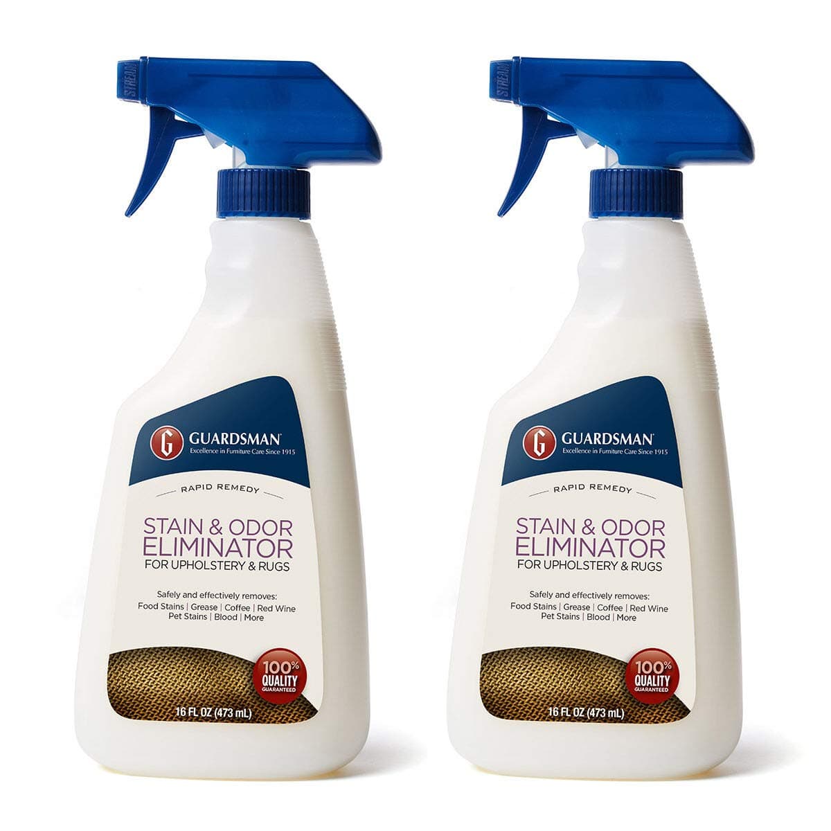 Guardsman 462600 Fabric Stain & Odor Eliminator, For Upholstery & Rugs, Removes Food Stains, Grease, Coffee, Red Wine, Blood, Pet Stains, 16 Fl Oz, 2 Pack