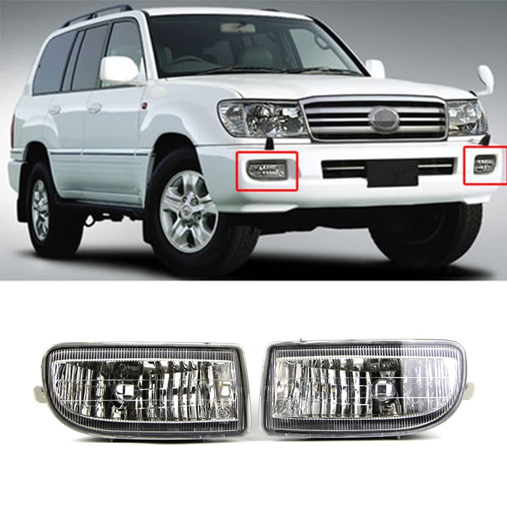 Dreamseek LED Fog Lamps for Toyota Land Cruiser FJ100 1998-2007 Front Bumper Driving Light OE Style Clear Lens with Bulb