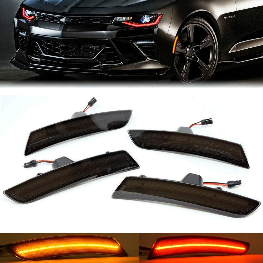 For 2016-2022 Chevy Camaro Laser LED Side Marker Lights Smoke Lamps