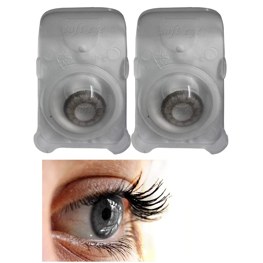 Diamond Eye Grey Monthly Disposable Color Contact Lens Without Power and With Case (Grey)