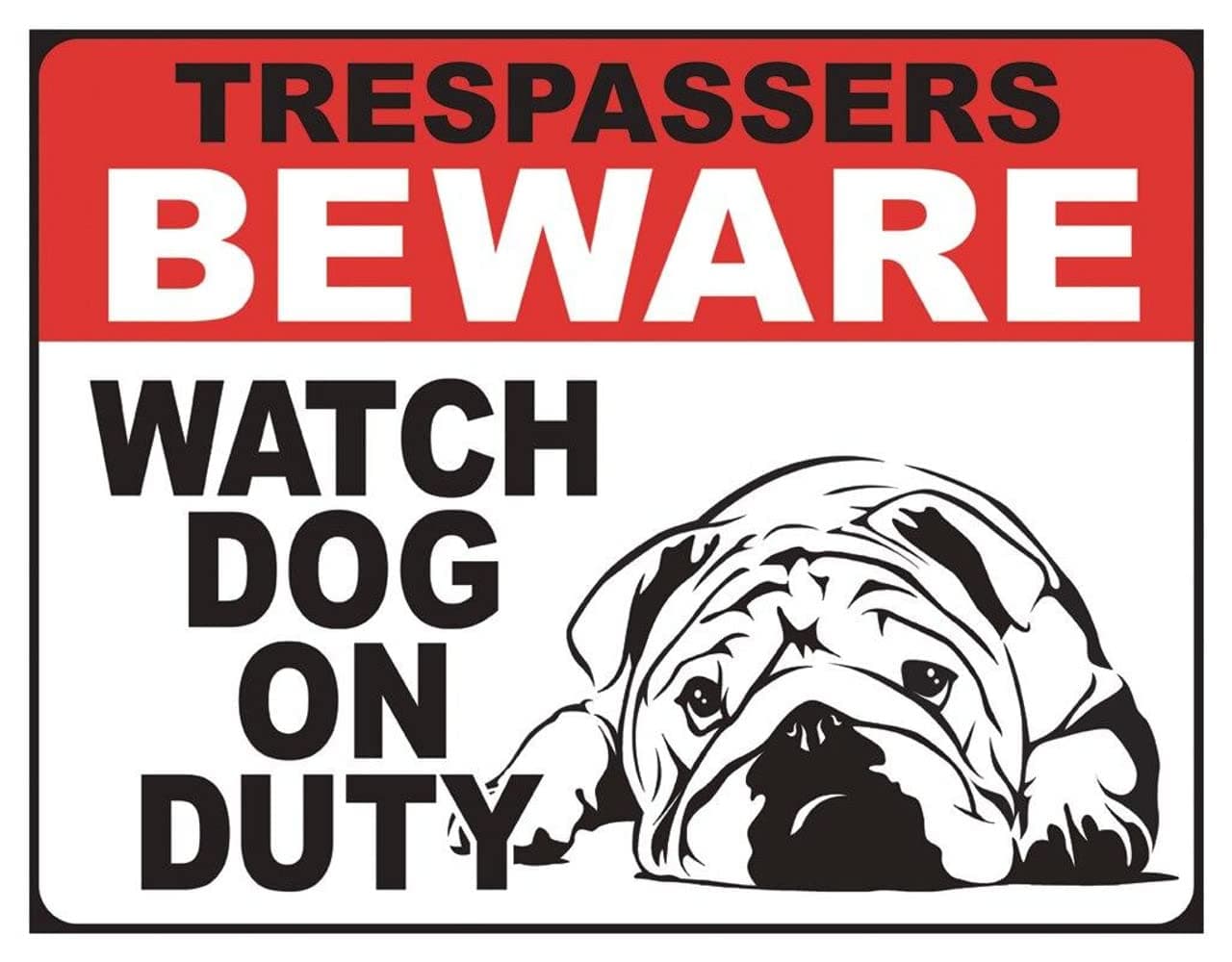 Desperate Enterprises Beware Watch Dog On Duty Tin Sign - Nostalgic Vintage Metal Wall Decor - Made in USA