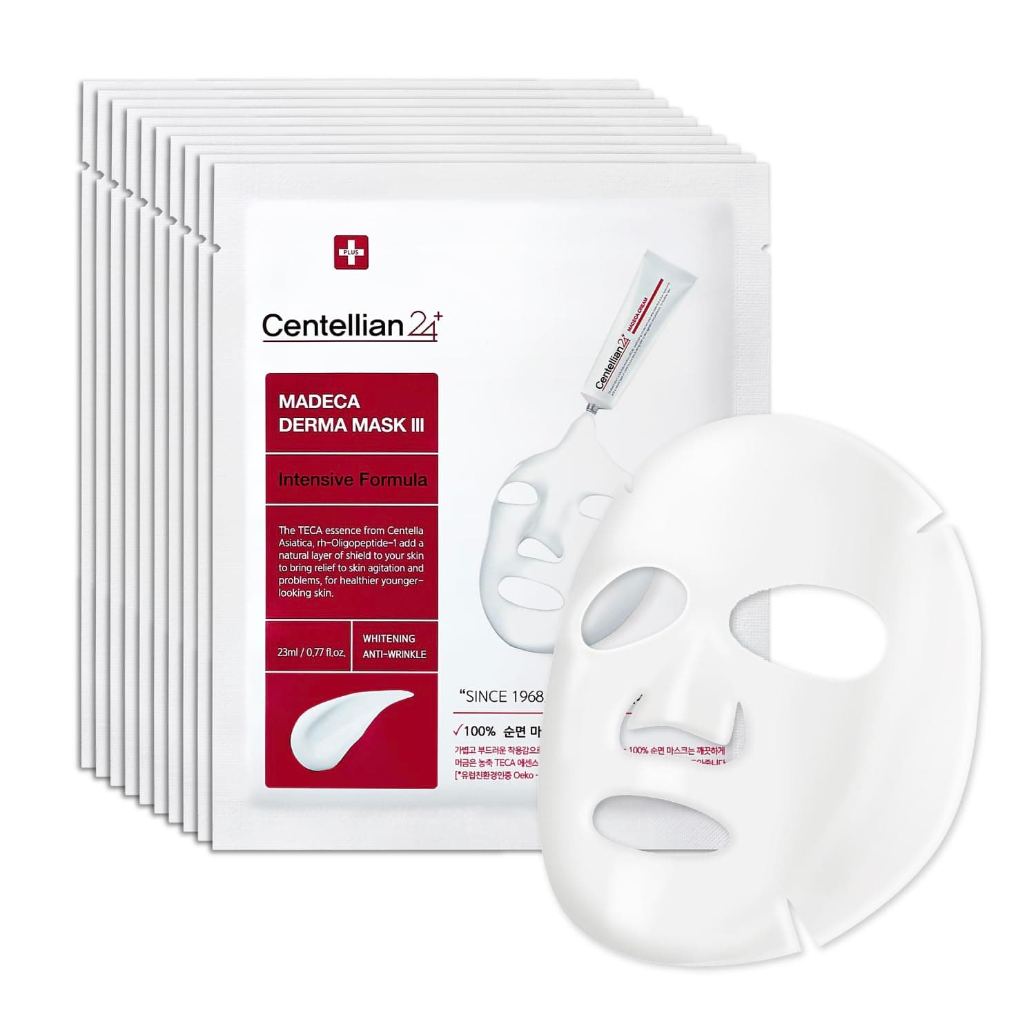 CENTELLIAN 24 Madeca Mask (Intensive, 10pc) - Face Mask Sheets for Age-Defying Results and Deep Moisturization, Korean Skin Care by Dongkook. Centella Asiatica, TECA, EGF, Madecassoside.