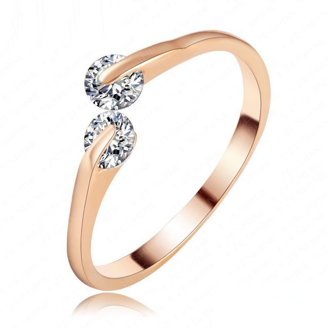Shimmer Divine Shimmer Divine Exclusive Luxuria Limited Edition Collection Rose Gold and American Diamond Ring for Women (White)