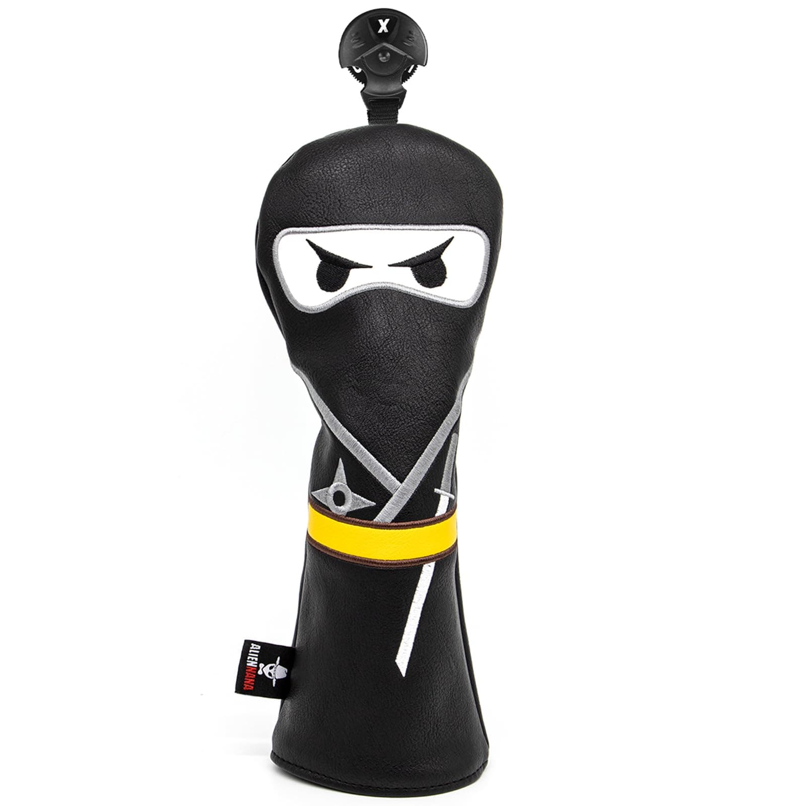 Golf Headcover 3 Wooden Headcover Ninja Design Magnetic Closure Elegant Embroidery Premium Leather Driver Fairway Wood Hybrid Blade Mallet Putter Cover Wood Head Cover