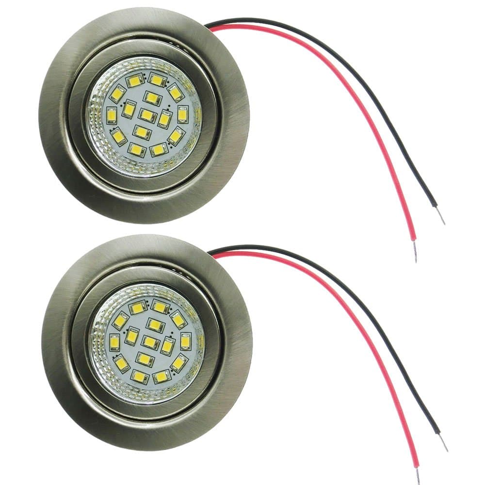 ELEDISON 2-Pack Recessed DC 12V RV Ceiling Light 2W LED 60mm Hole Embeded Cabinet Light Puck Bulb Fixture for Car RV Trailer Camper Boat Yacht Lighting (Warm White 3000K)