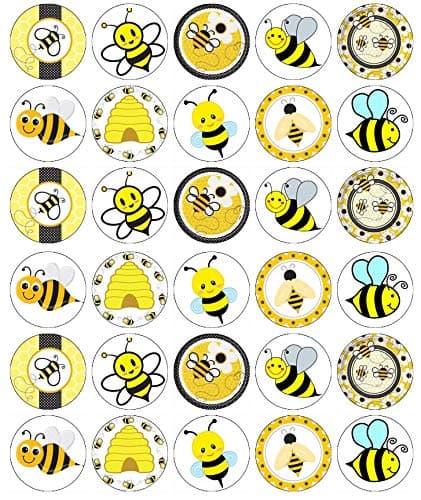 30 Bumble Bees Cupcake Toppers Edible Wafer Paper Fairy Cake Toppers Birthday Cakes