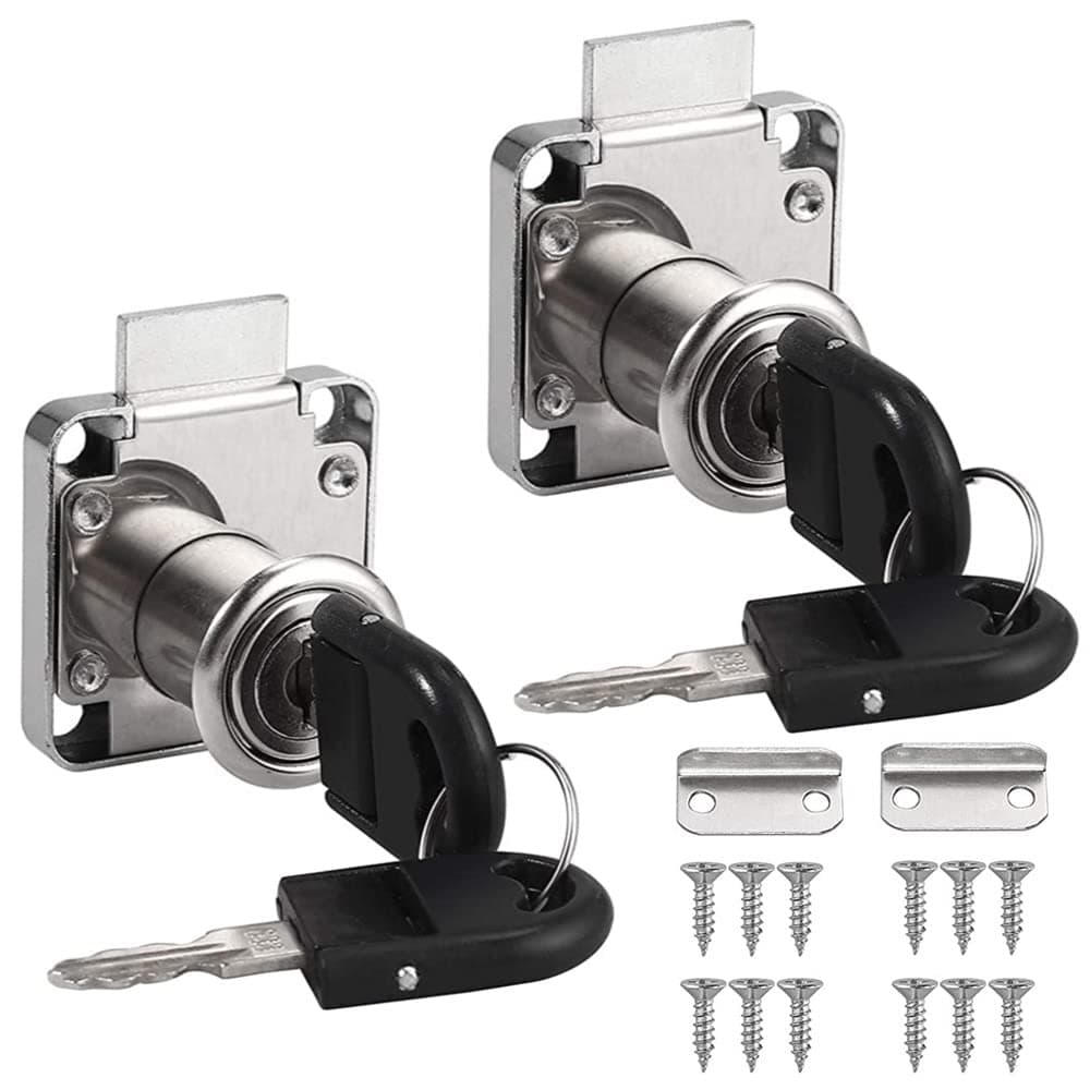 2 Sets Security Drawer Lock Furniture Lock Cylinder Zinc Alloy Cam Lock for Mailbox Drawer Cupboard Cabinet, Silver (DUYIT07)