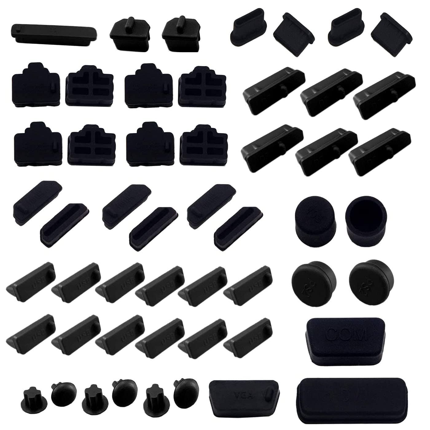 52 PCS Anti-dust Plugs Laptop Port Dust Plugs, Commonly Used 13 Types of Laptop Computer Port Dust Covers Stoppers (52 PCS in 13 Commonly Used Types)-DO NOT Fit MacBook