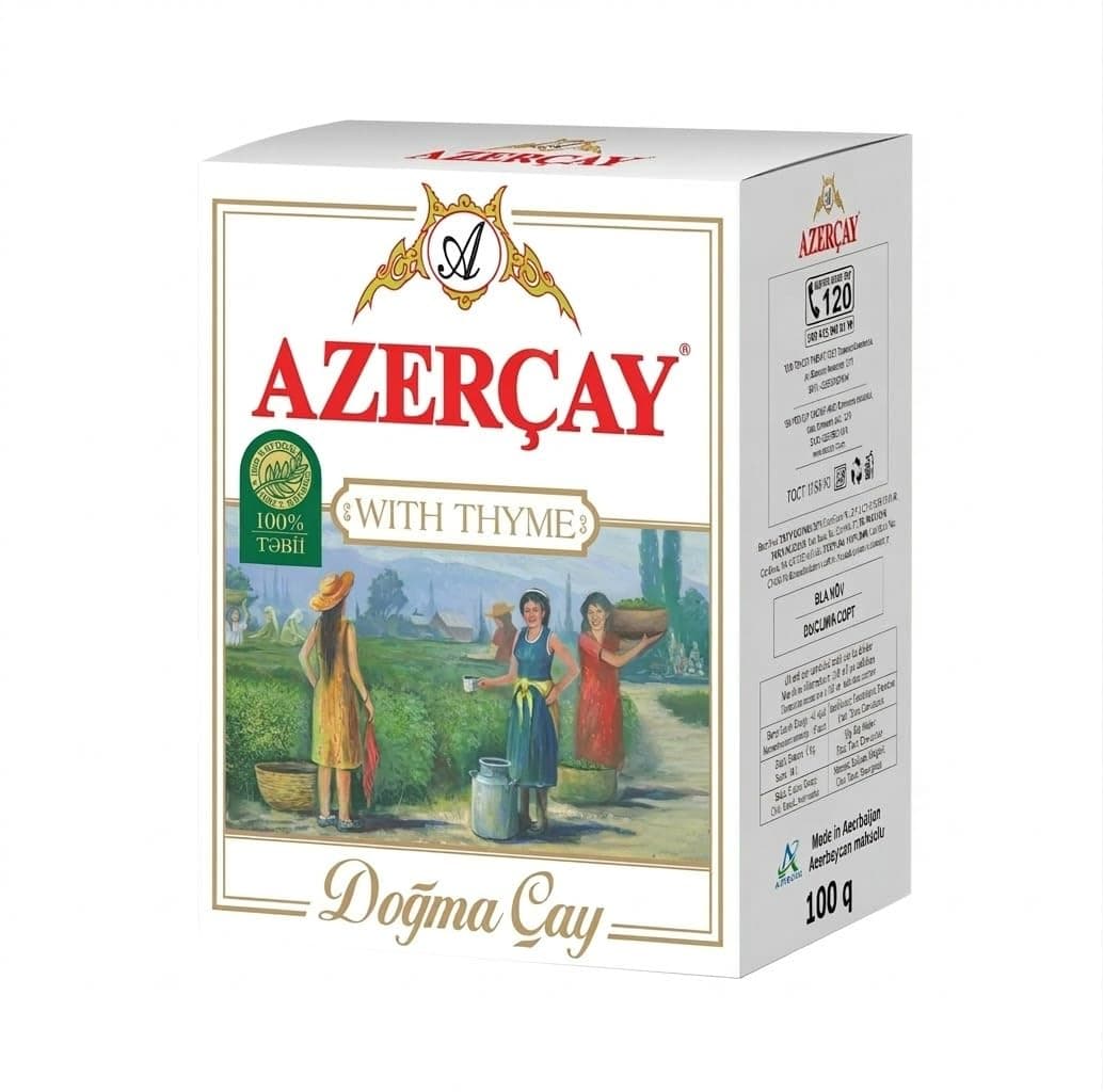Azercay Natural Black Loose Tea with Thyme 100g - Authentic Azerbaijan Tea