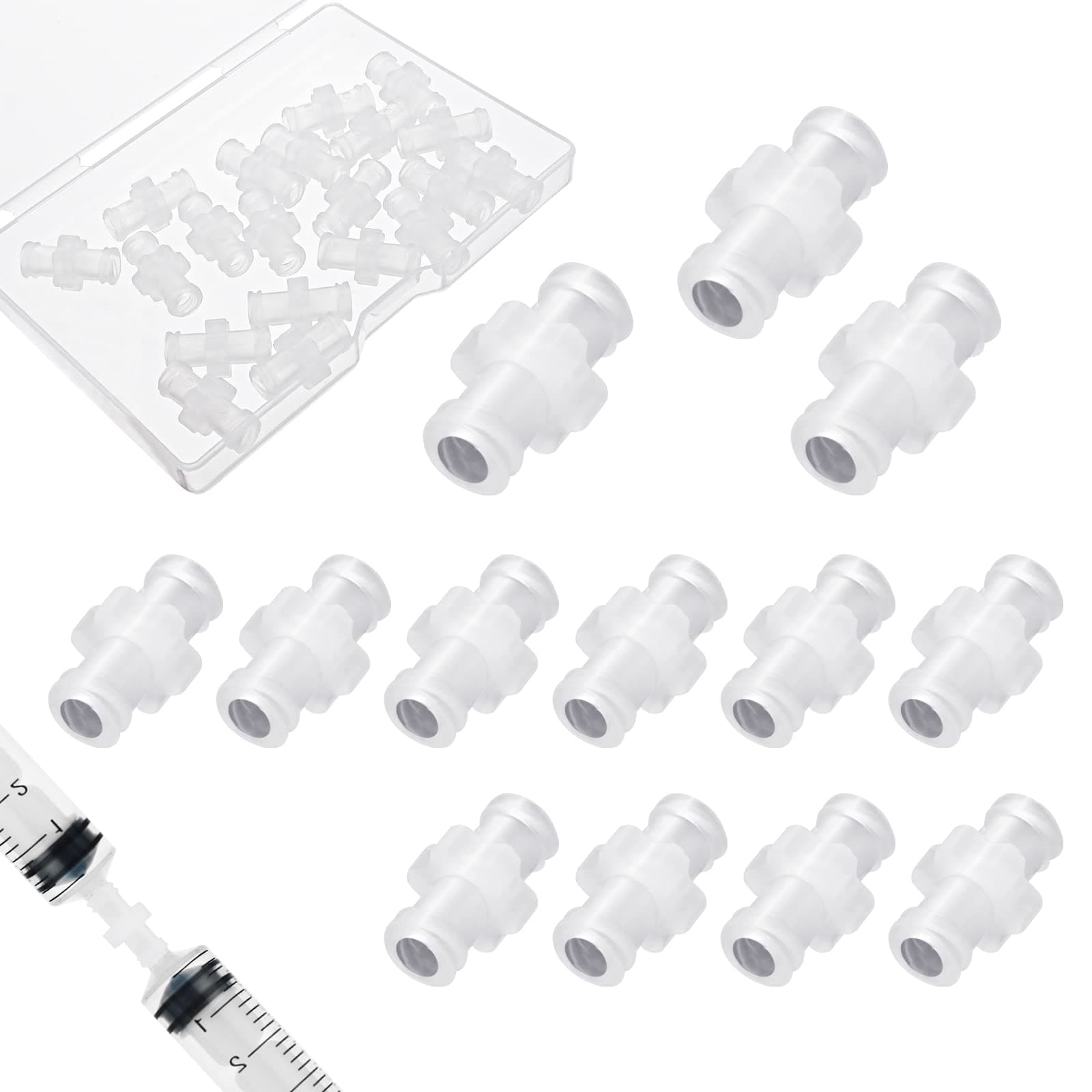 Abeillo 20 Pcs Luer Lock Female Syringe Adaptor - Transfer Joint Connector to Coupler Adapter
